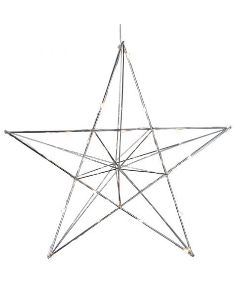 Line metallstjerne med duggdråper LED (x20), Krom - LAGERSALG