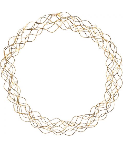 Krans Curly med duggdråper, diameter 45 cm, LED (x50), Messingfarget