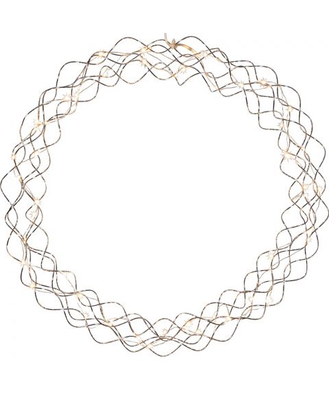 Krans Curly med duggdråper, diameter 45 cm, LED (x50), Krom