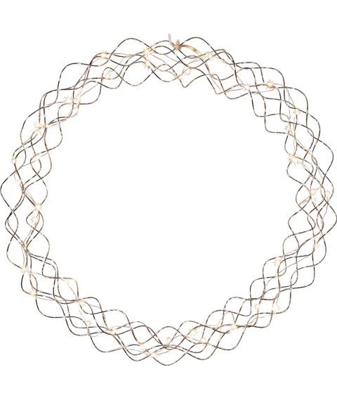 Krans Curly med duggdråper, diameter 45 cm, LED (x50), Krom