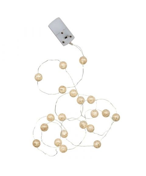 Marble Balls lyskjede 140 cm, LED (x15), Hvit, for batteri, med timer