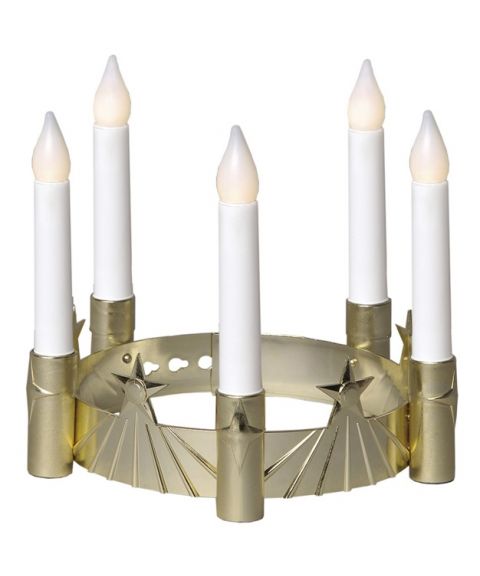 Santa Lucia Luciakrone med 5 LED-lys, Gullfarget