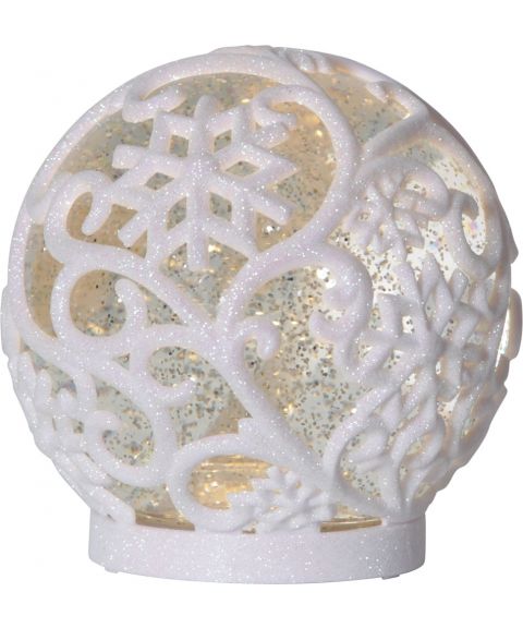 Frost Kule med glitter, for batteri, med timer, Hvit, diameter 15 cm