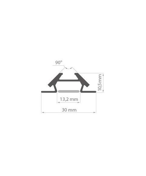 Aluminiumsprofil PAC (u/avdekning), for hjørnemontering, 2 meter