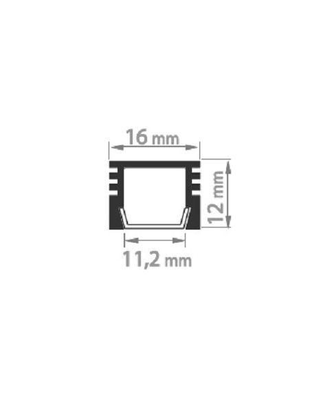 Aluminiumsprofil PDS4 (u/avdekning), anodisert, 2 meter, Aluminium