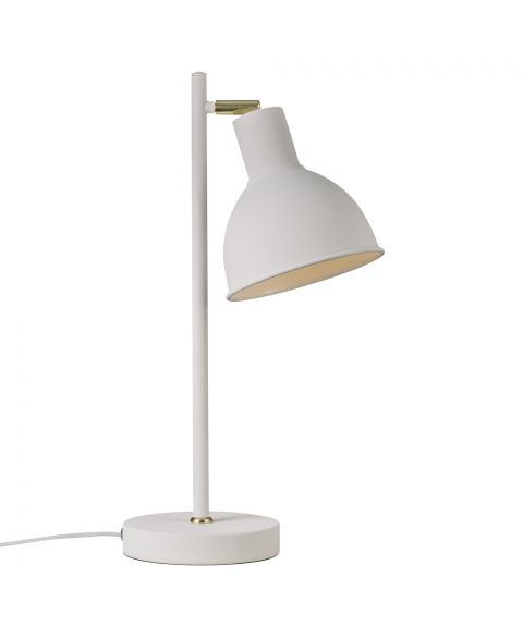 Pop bordlampe, detaljer i messing, høyde 47 cm, Hvit
