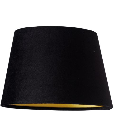 Lampeskjerm S2216, Oval med ringfeste, høyde 13 cm, Sort fløyel / Gull innside