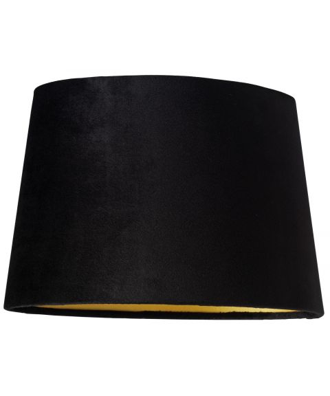 Lampeskjerm S2516, Oval med ringfeste, høyde 16 cm, Sort fløyel / Gull innside