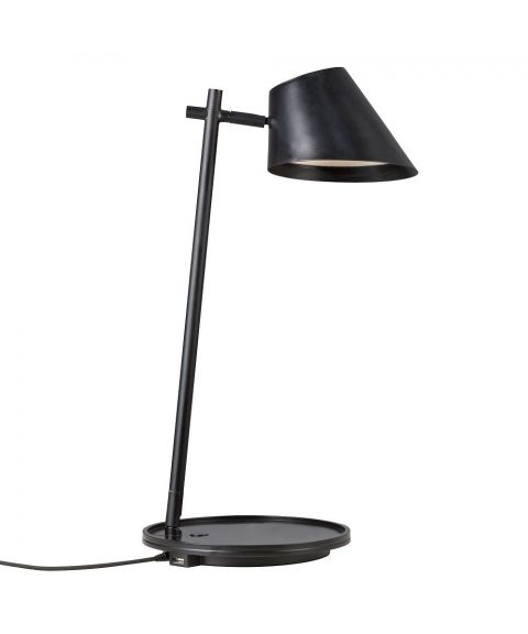 Stay bordlampe, høyde 47 cm, med USB-utgang, Sort