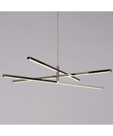 Stick takpendel, diameter 60 cm, dimbar LED, Krom