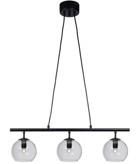 Capella 3 pendelskinne, 71 cm, Sort / Klart glass