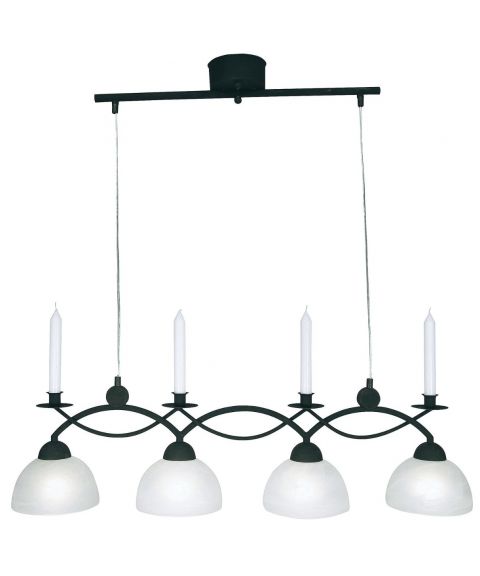 Florens 4 pendelskinne, 89 cm, Sort / Murano glass