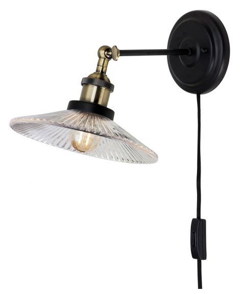 Cobble vegglampe, Antikk / Sort