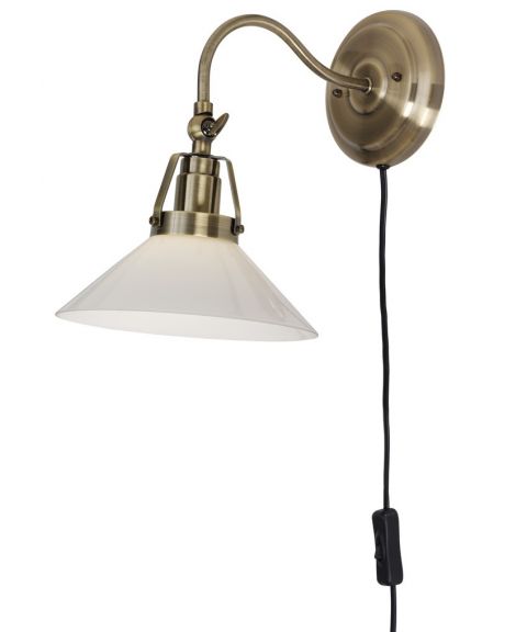 Skomakare vegglampe, fremspring 29 cm, Antikk / Opal