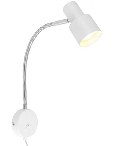 Flexibel vegglampe med lang arm, Hvit
