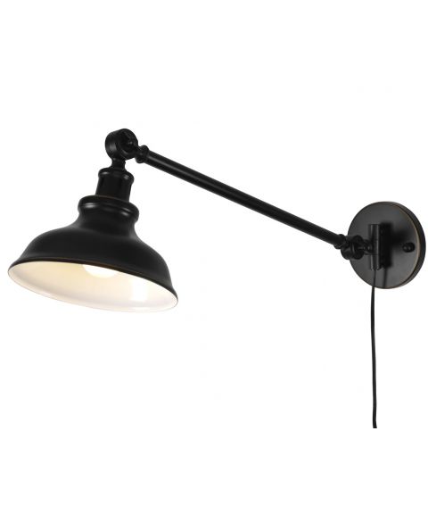 New Haven vegglampe med lang arm, Sort