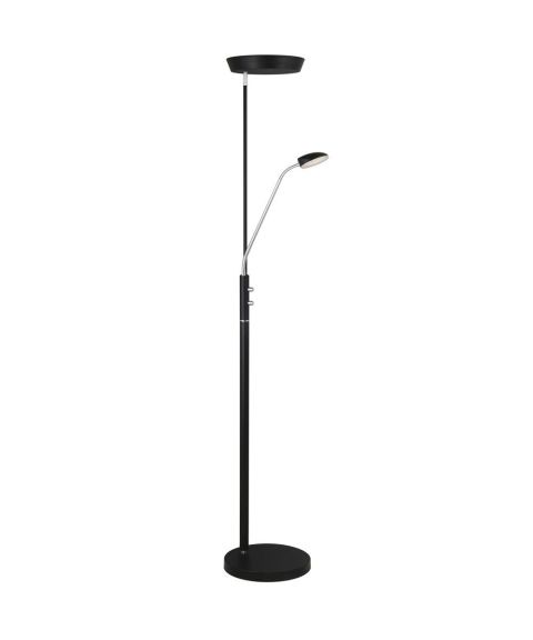 Vegas gulvlampe med Uplight, dimbar 20W+7W LED 3000K, Sort/Krom